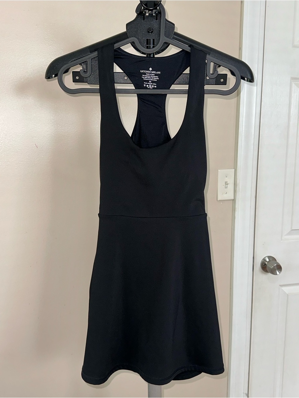 ANTONIO MELANI Courtside Black Racerback Mini Tennis Dress